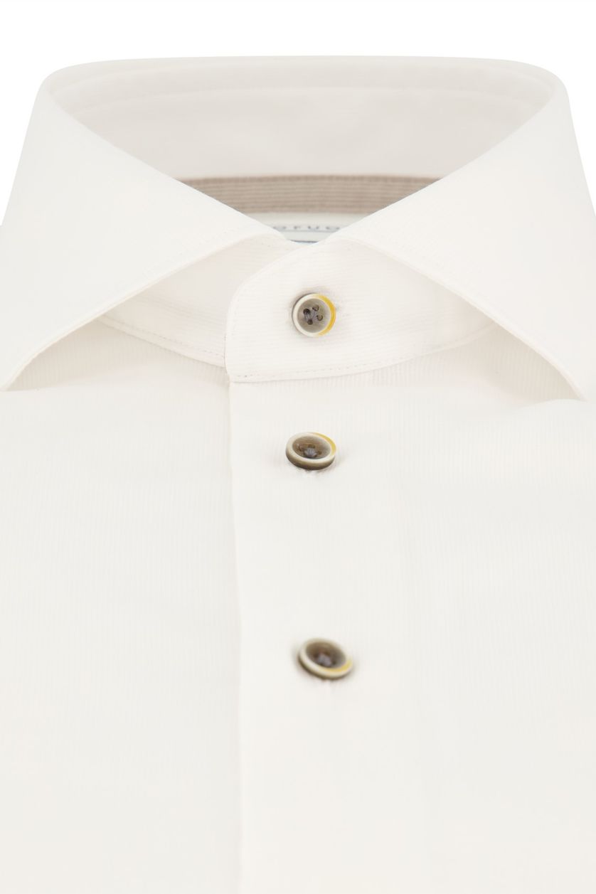 katoenen Profuomo overhemd mouwlengte 7 slim fit effen wit