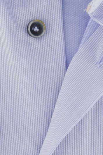 Profuomo overhemd mouwlengte 7 lichtblauw gestreept katoen