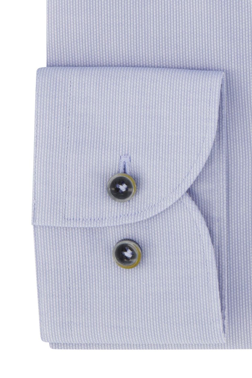 katoenen Profuomo overhemd mouwlengte 7 slim fit lichtblauw gestreept