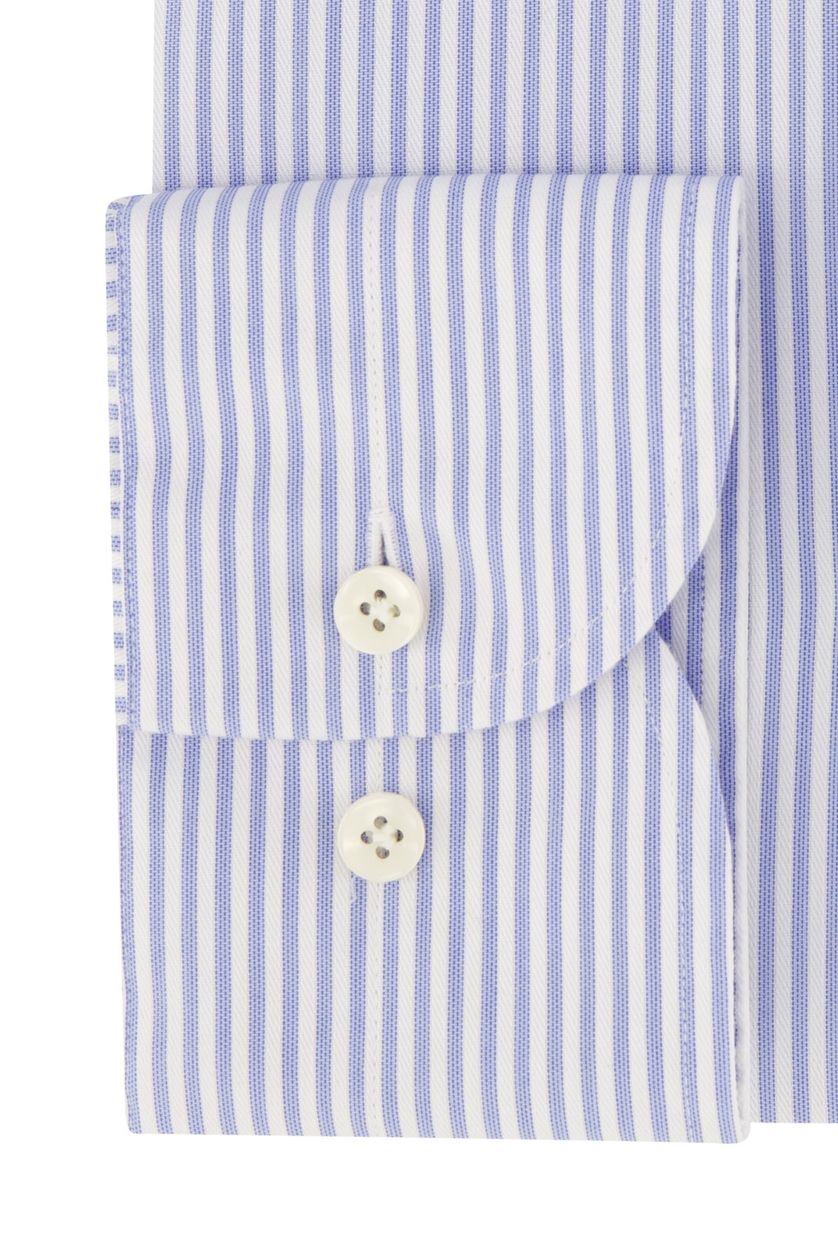 katoenen Profuomo overhemd mouwlengte 7 blauw gestreept