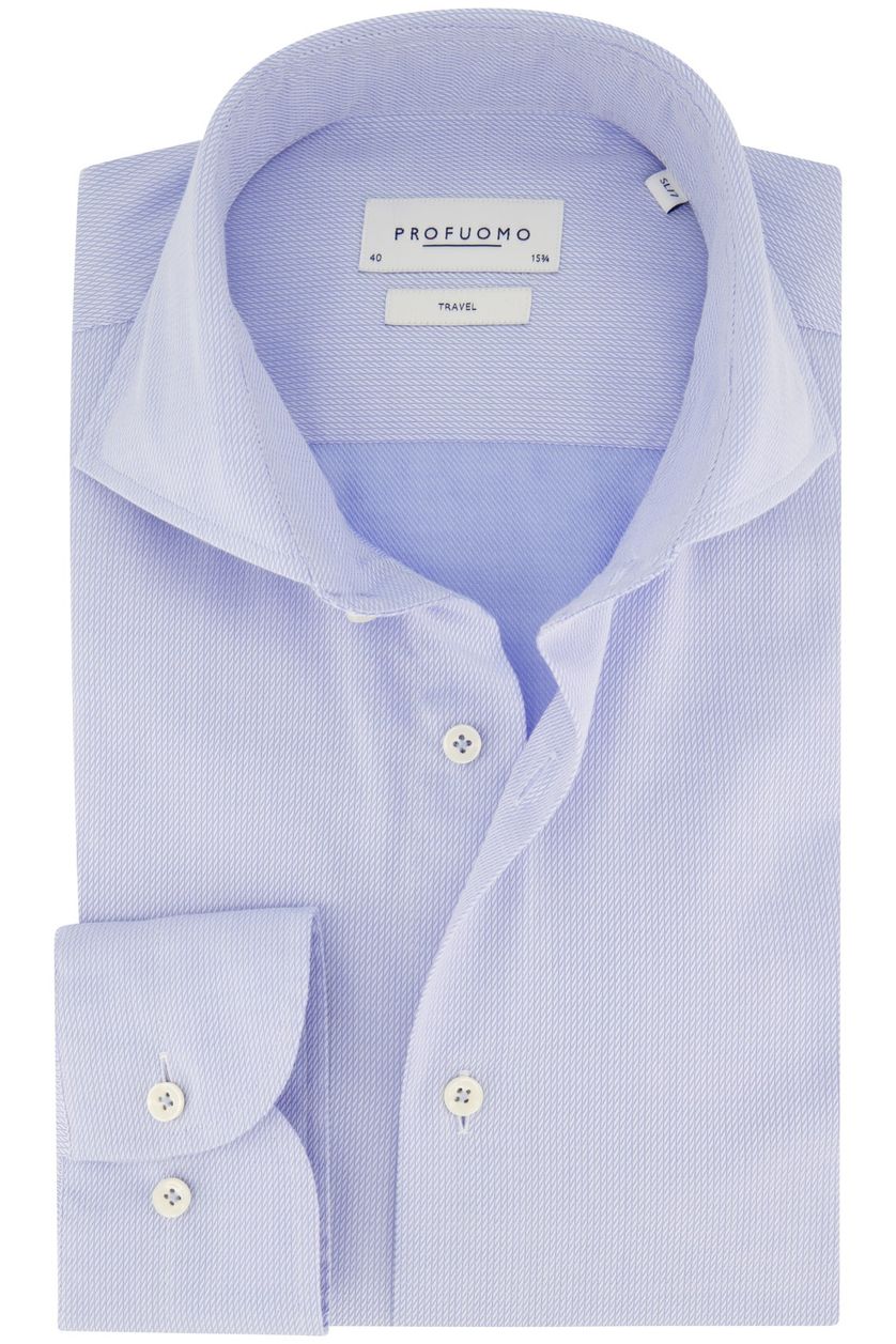 Profuomo katoenen overhemd slim fit lichtblauw strijkvrij