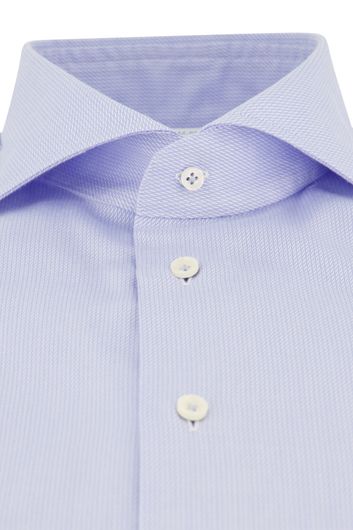 Profuomo overhemd mouwlengte 7 slim fit lichtblauw effen katoen
