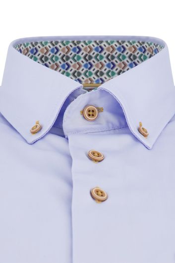 Portofino casual overhemd wijde fit lichtblauw effen katoen