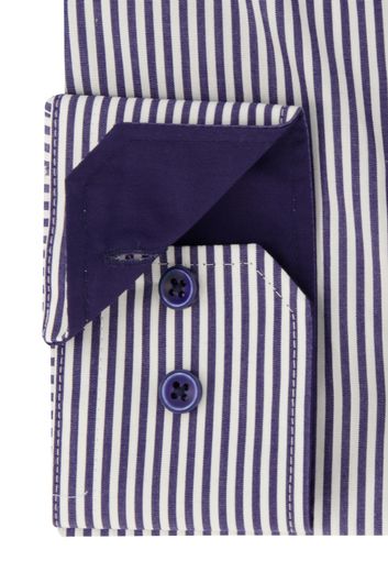 Portofino casual overhemd wijde fit donkerblauw gestreept katoen
