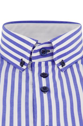 Portofino casual overhemd wijde fit blauw gestreept katoen