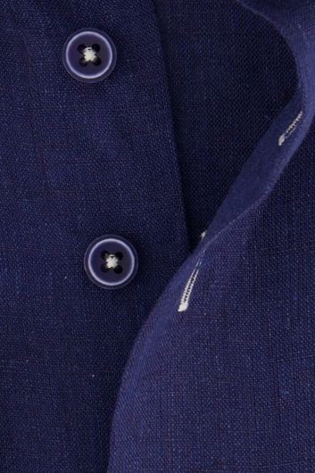 Portofino casual overhemd wijde fit donkerblauw effen linnen