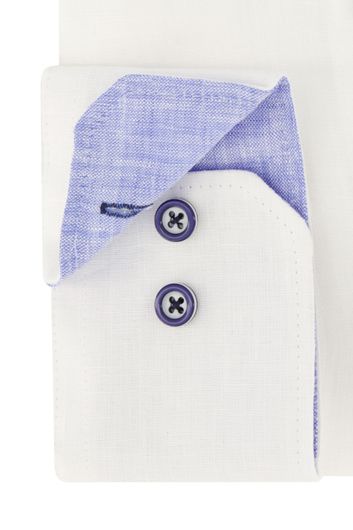 Portofino casual overhemd 100% linnen wijde fit wit effen