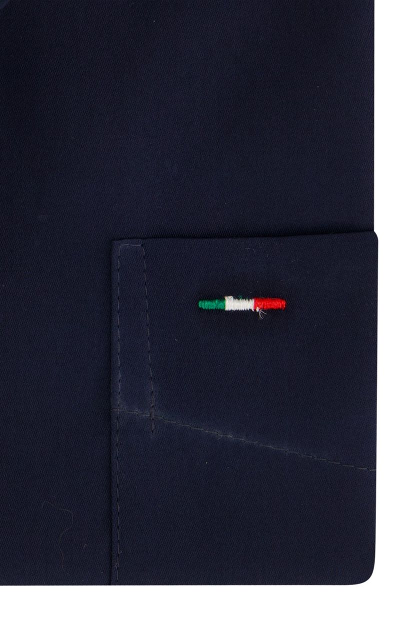 katoenen Portofino overhemd korte mouw wijde fit donkerblauw