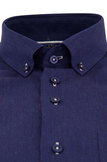 Portofino overhemd korte mouw regular fit navy linnen