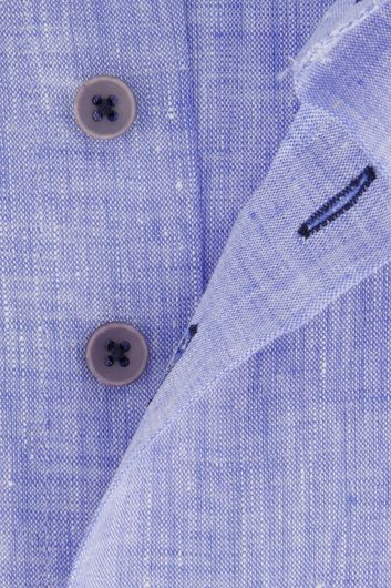 Portofino casual overhemd korte mouw wijde fit lichtblauw gemêleerd