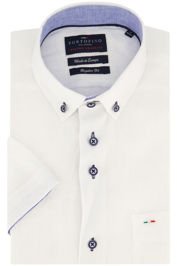 Korte mouw Portofino overhemd regular fit wit linnen