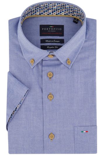 Portofino overhemd korte mouw wijde fit blauw