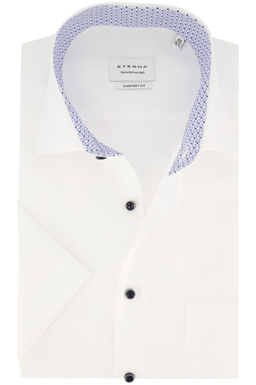 Witte Eterna overhemd korte mouw Comfort Fit katoen strijkvrij