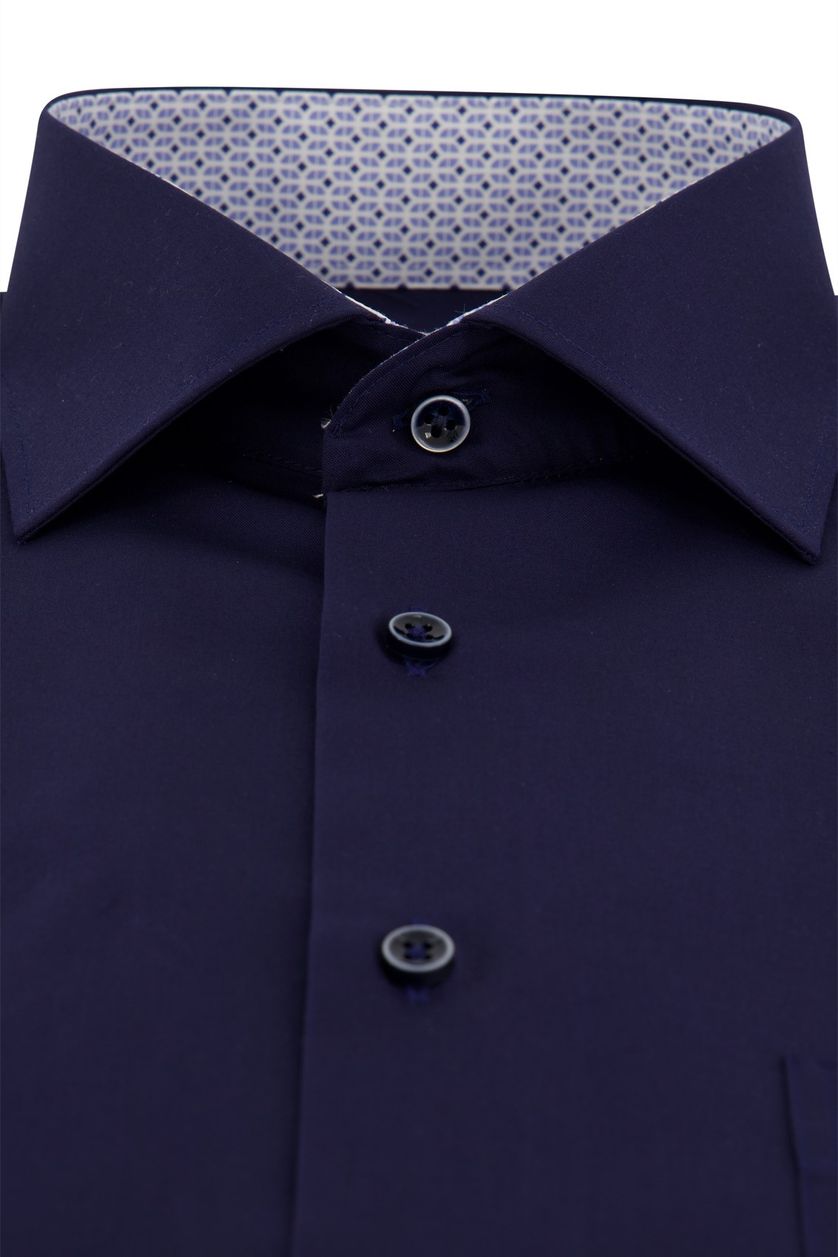 Eterna Comfort Fit overhemd donkerblauw strijkvrij katoen korte mouw