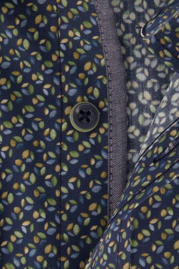 Casa Moda donkerblauw geprint overhemd casual fit katoen