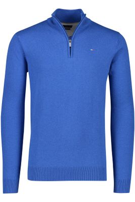 Portofino Portofino sweater half zip effen blauw katoen
