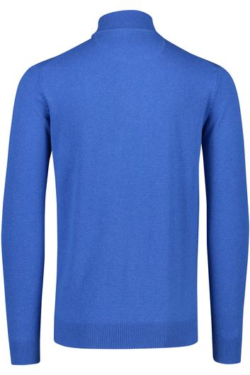 Portofino sweater half zip effen blauw katoen