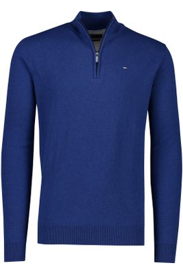 Portofino Portofino sweater half zip effen donkerblauw katoen