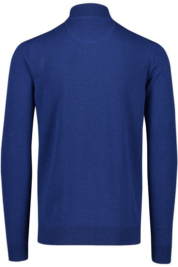 Portofino sweater half zip effen donkerblauw katoen