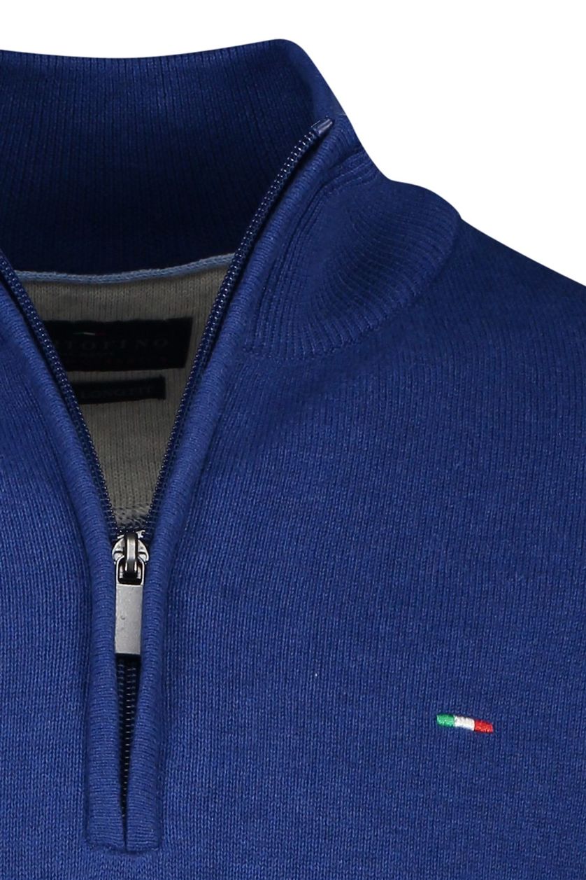 katoenen Portofino sweater effen donkerblauw half zip