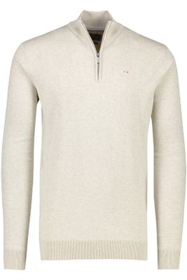 Portofino katoenen Portofino sweater half zip effen beige extra lang