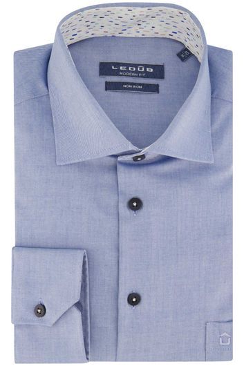 Ledub business overhemd Modern Fit New normale fit blauw effen