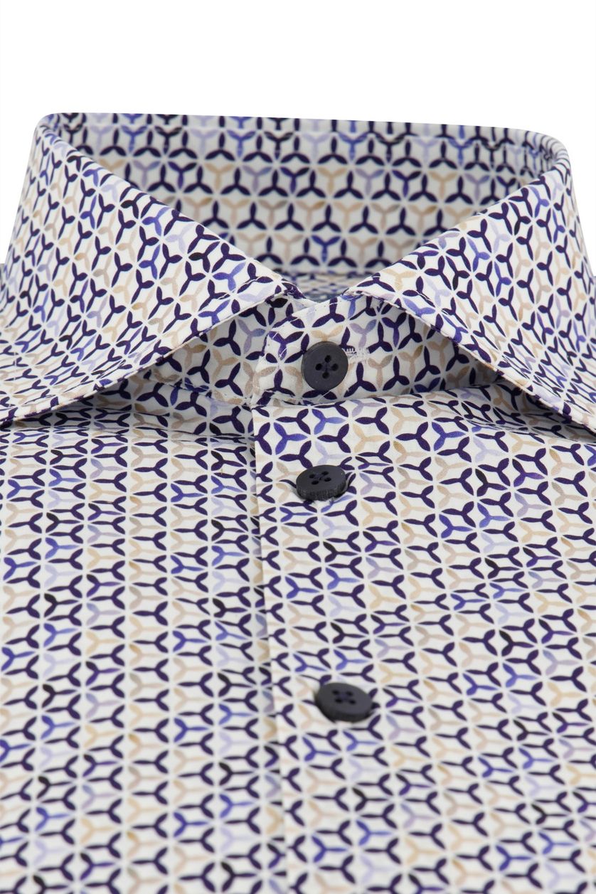 Ledub geprint overhemd katoen modern fit blauw