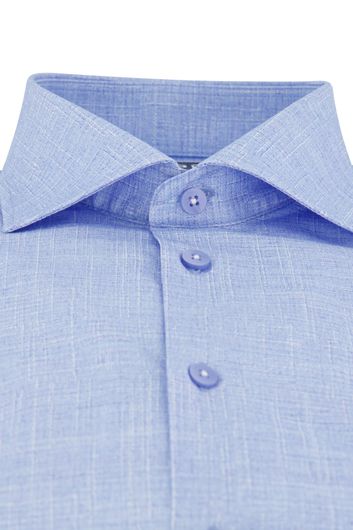 Ledub overhemd normale fit lichtblauw gemêleerd katoen