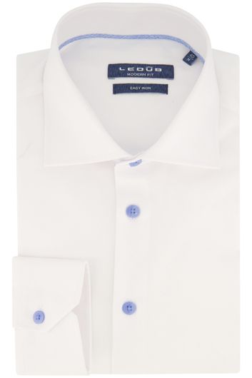 Ledub overhemd mouwlengte 7 wit blauw knopen