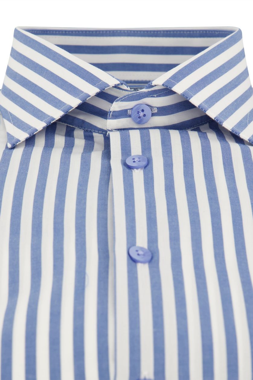 Ledub overhemd mouwlengte 7 Modern Fit New normale fit blauw gestreept 100% katoen