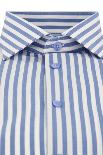 Ledub overhemd mouwlengte 7 Modern Fit New normale fit blauw gestreept katoen