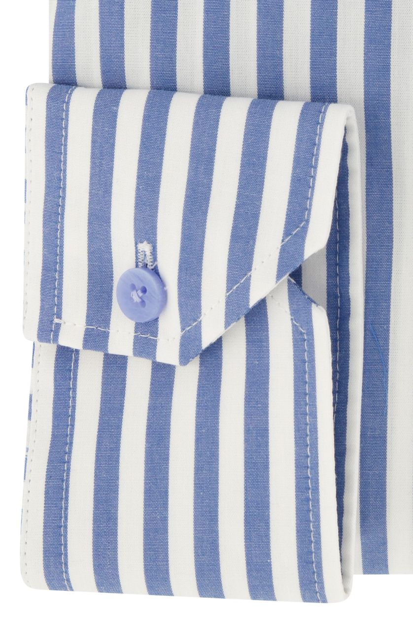 Ledub overhemd mouwlengte 7 Modern Fit New normale fit blauw gestreept 100% katoen