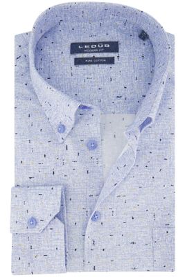 Ledub Ledub casual overhemd mouwlengte 7 Modern Fit New normale fit blauw geprint katoen