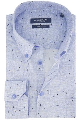 Ledub Ledub overhemd mouwlengte 7 Modern Fit New normale fit blauw geprint 100% katoen