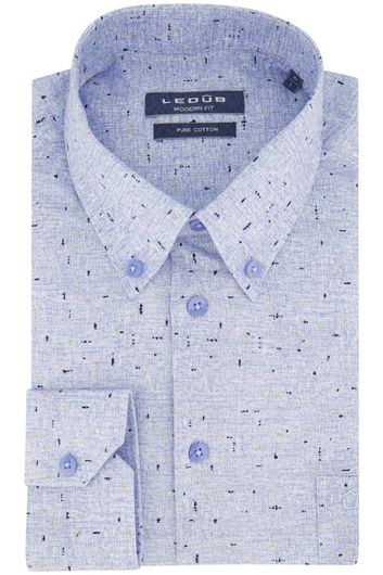 Ledub casual overhemd mouwlengte 7 Modern Fit New normale fit blauw geprint katoen