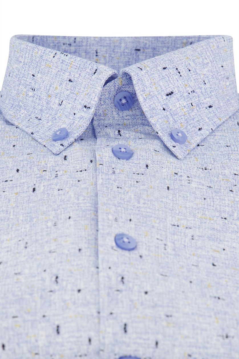 Ledub overhemd mouwlengte 7 Modern Fit New normale fit blauw geprint 100% katoen
