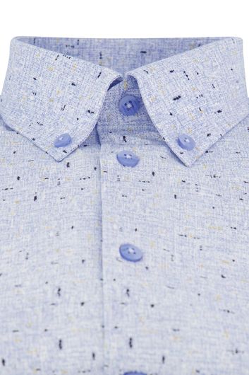 Ledub overhemd mouwlengte 7 Modern Fit New normale fit blauw geprint katoen