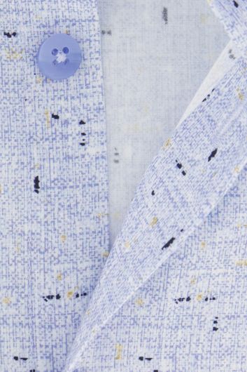 Ledub overhemd mouwlengte 7 Modern Fit New normale fit blauw geprint katoen