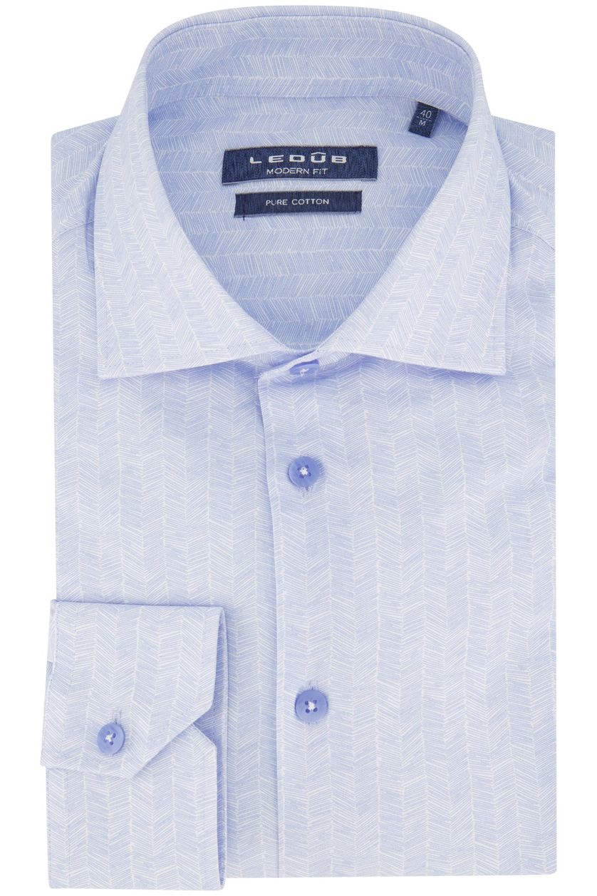 Ledub overhemd mouwlengte 7 normale fit blauw geprint