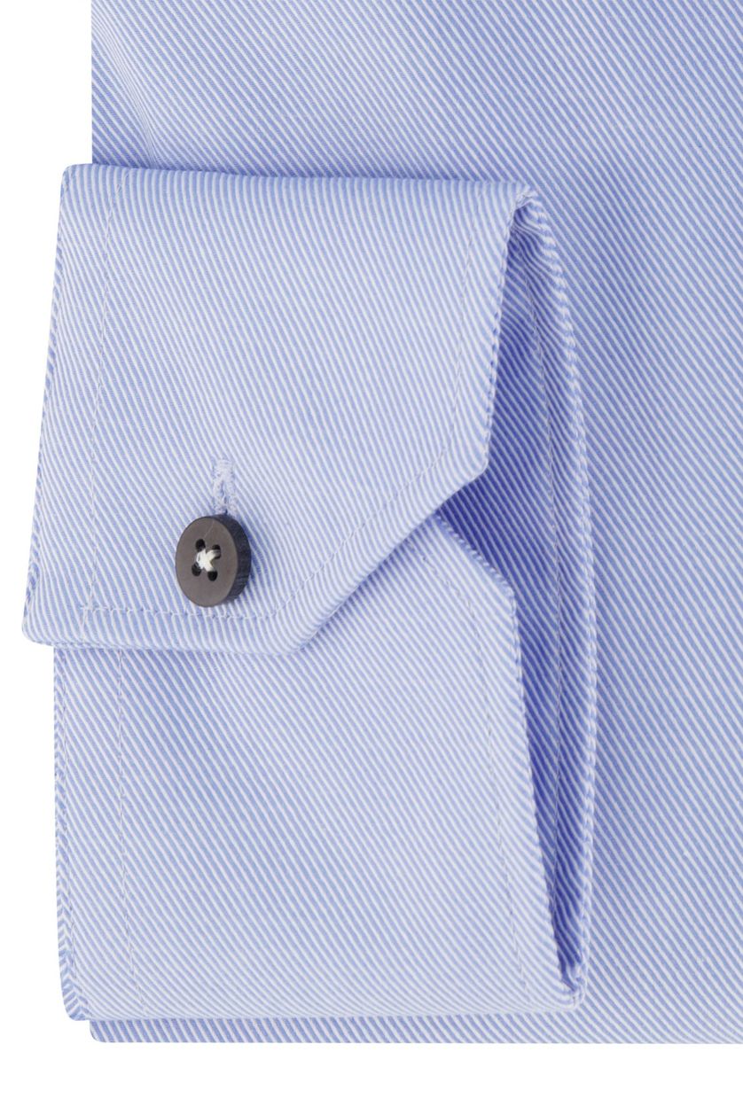 Ledub overhemd mouwlengte 7 Modern Fit New normale fit blauw effen 100% katoen