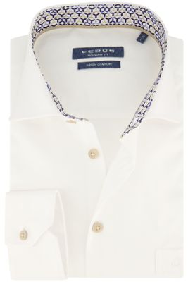 Ledub Ledub overhemd mouwlengte 7 Modern Fit New normale fit wit effen 100% katoen