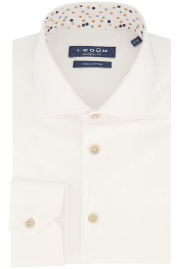 Ledub katoenen overhemd modern fit wit