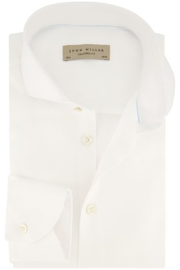 Witte John Miller Tailored Fit overhemd katoen strijkvrij