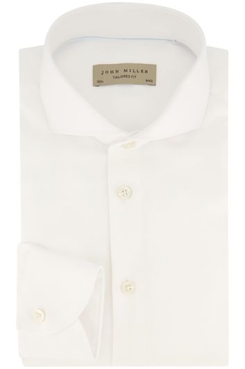 Witte John Miller Tailored Fit overhemd katoen strijkvrij
