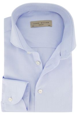 John Miller Slim Fit John Miller overhemd strijkvrij mouwlengte 7 lichtblauw katoen