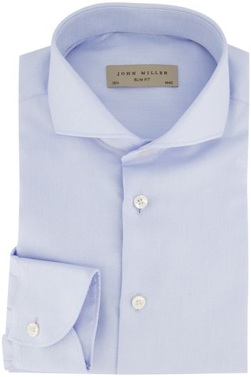 John Miller overhemd mouwlengte 7 Slim Fit normale fit lichtblauw effen katoen