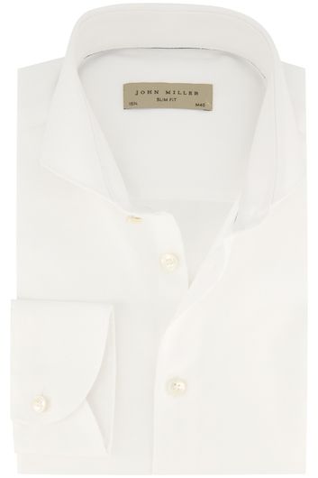 Katoenen John Miller overhemd slim fit mouwlengte 7 wit
