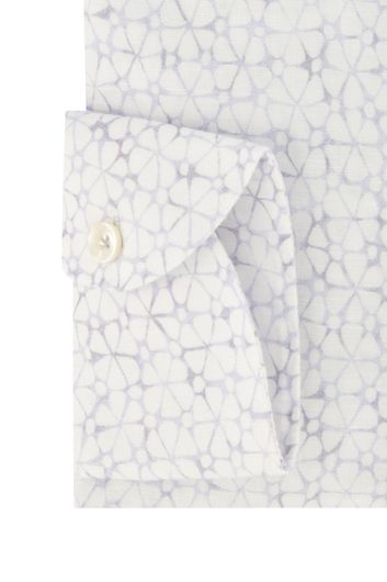 John Miller mouwlengte 7 overhemd wit geprint Tailored Fit linnen