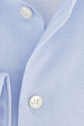 John Miller overhemd mouwlengte 7 Tailored Fit normale fit lichtblauw effen katoen