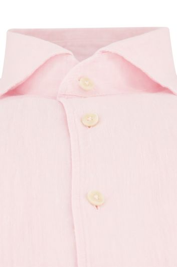 John Miller overhemd linnen mouwlengte 7 slim fit lichtroze